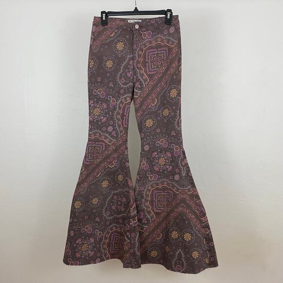 Free People Denim - We The Free People Just Float On Printed Flare Jeans - Chocolate Combo - 28